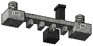 100 coins cross a bridge; a toll booth sends 1 to the platform and 99 arrive.